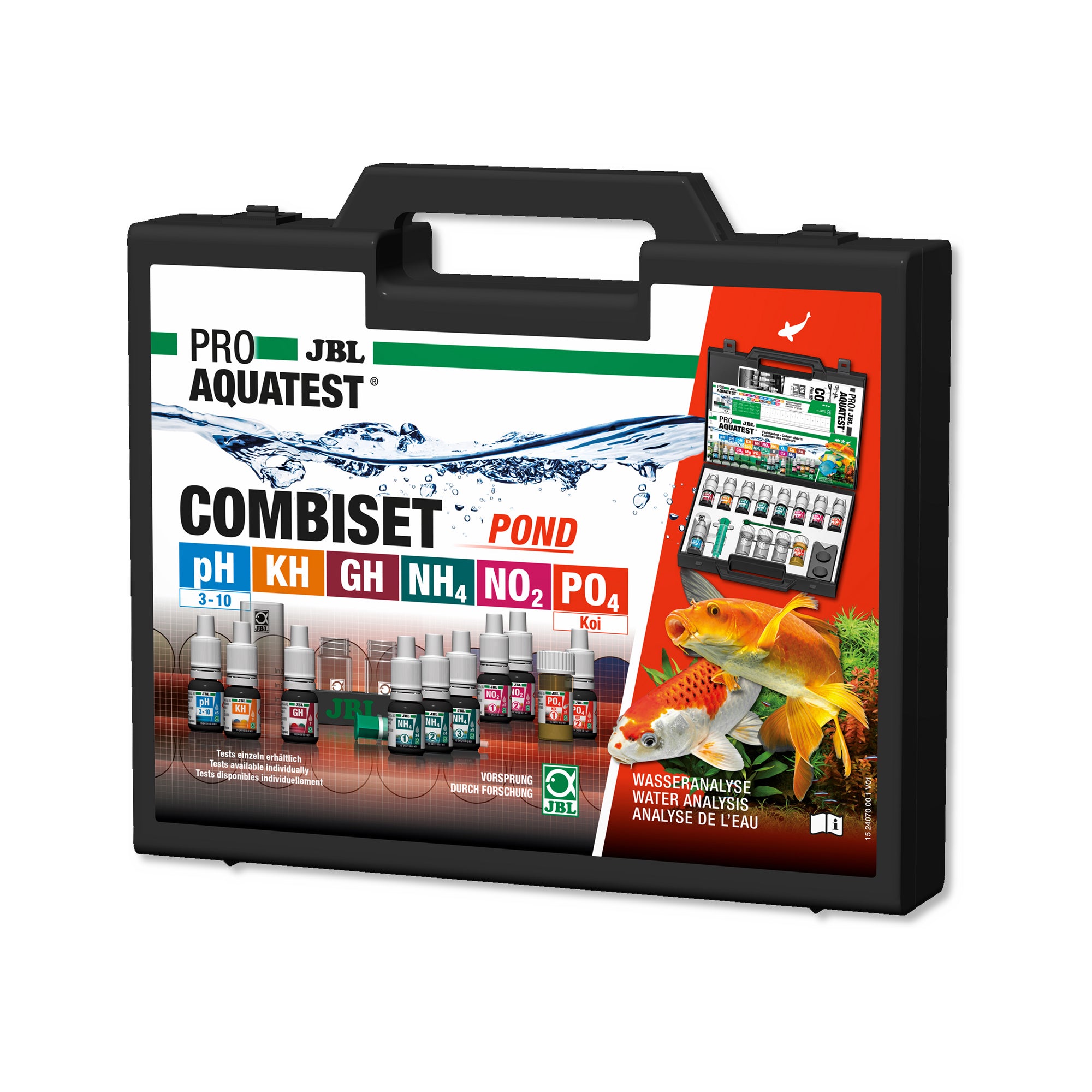 JBL ProAquaTest CombiSet Teich - Kompletter Testkoffer zur Messung von 6 Teichwasserwerten